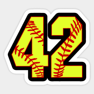 Fastpitch Softball Number 42 #42 Softball Shirt Jersey Uniform Favorite Player Biggest Fan Sticker